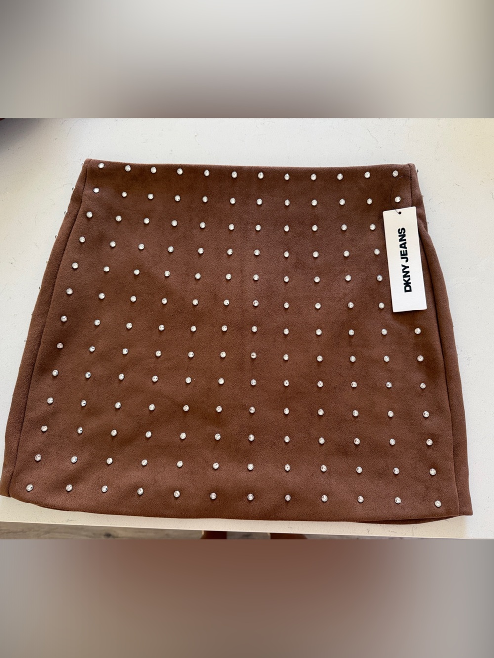 DKNY Brown Studded Mini Skirt